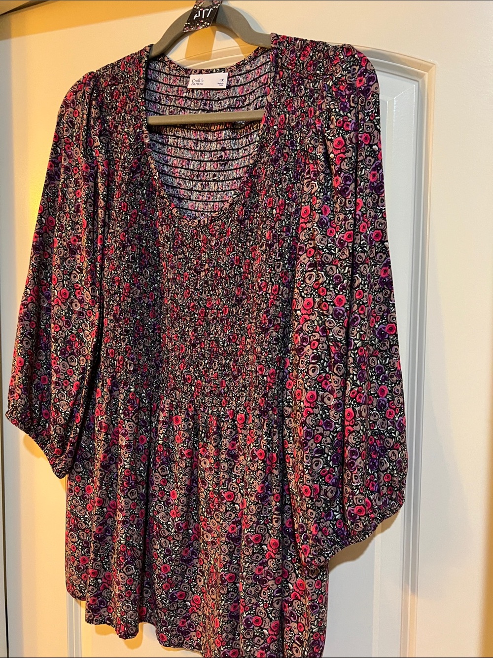 croft & barrow Black Tunic with Pink Floral Print H174